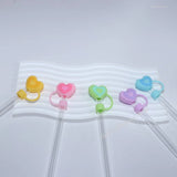 Yeknu  1PC Silicone Heart Straw Covers Reusable Star Straw Toppers Drinking Caps Straws Stopper for Stanley 10mm Tumbler Accessories