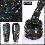 Yeknu  10ml Gold Glitter Gel Nail Polish Crystal Semi Permanent Soak Off UV Gel Varnish Nail Art Manicure Base Top Coat