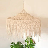 Yeknu  Macrame Lampshade Tapestry Bed Curtain Bohemia Tapestry Handmade Wall Hanging Tassel Pendant Artistic  Boho Decor