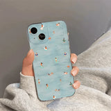Yeknu Summer Swimming Pattern Phone Case For iPhone 15 14 13 12 11 Pro Max XS XR X 7 8 Plus Soft Clear Shockproof Bumper Back Cover