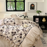 Yeknu  3Pcs French Romantic Lace Bedding Sets Queen Sizes Duvet Cover Set King Size Brushingprocess Skin Friendly Suitable For All Ages