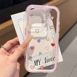 Yeknu  Love Heart Phone Case For iPhone 17 Case iPhone 13 16 15 11 12 14 Pro Max 17 Air Silicone 2 IN 1 Shockproof Soft Clear Cover