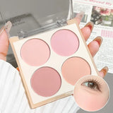 Yeknu  4-color matte blush palette - pinkish purple tones, waterproof, long-lasting natural nude makeup, perfect gift, Korean-style