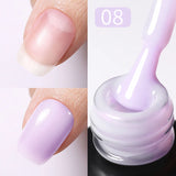 Yeknu  Rubber Base Gel Nail Polish Pink White Base Gel Top Coat Jelly Semi Transparen French Soak Off UV Nail Art Varnish