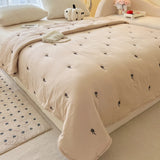 Yeknu Japanese Minimalism Skin-friendly Summer Blanket Soft Breathable Single Double Duvet Washed Embroidered Comfortable Thin Quilt