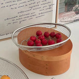 Yeknu  Stainless Steel Oval Vegetable Washing Basket, Drain Basket  Fruit Snack Basket Plate Mesh Frame, mesh screen, kitchen quick