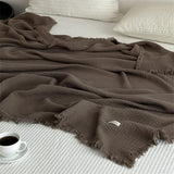 Yeknu  1pc Blanket 100% Cotton Sofa Towel Tassels Bed Linen Solid Color Shawl manta Skin-friendly Plaid Home Blankets