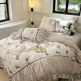 Yeknu  3Pcs French Romantic Lace Bedding Sets Queen Sizes Duvet Cover Set King Size Brushingprocess Skin Friendly Suitable For All Ages