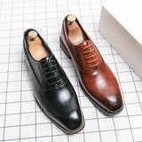 Yeknu - Luxury High Quality Men Shoes Fashion Casual Shoes Male Pointed Oxford Wedding Leather Dress Shoes Men Gentleman Office Shoes