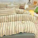 Yeknu 1pc Quilt Cover Stripe Style Duvet Cover Skin-friendly Bed Linen Girls Boys Room Bedding Covers (No Pillowcase)