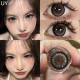 Yeknu  1 Pair Myopia Eye Color Lens with Diopters Black Lenses Natural Gray Color Contact Lenses Big Eye Fashion Eye Lenses