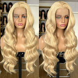 Yeknu  Blonde Highlight Wig Long Wavy Synthetic Lace Front Wig Loose Deep Wave Honey Blonde Colored Hair 13X4 Frontal Wigs for Women