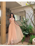 Yeknu  Summer Drape Halter Neck Long Dress Women Deep Strap Backless Sexy Holiday Dresses Bohemian Casual Beach Maxi Dress