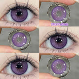 Yeknu  1 pair New Purple Halloween Colored Contact Lenses Beauty Myopia Lens for Eyes Fashion Big Eye Lenses Natural Blue Lenes