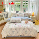 Yeknu  Floral Printed Duvet Cover 1Piece- 100% Cotton Luxury Bedding, Pre-Washed for Softness, for Bedroom Decor - Zipper Closure