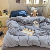 Yeknu Striped Bedding Set Ins Korean Duvet Cover Set Flat Sheets Set With 2 Pillowcases Single Twin Full Queen Size Bed Linen Set