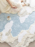 Yeknu Blue Sky White Clouds Pattern Irregular Carpet for Living Room Soft Fluffy Kids Room Carpet Cloakroom Bedside Floor Mat Bedroom