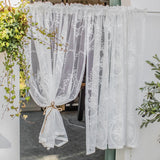 Yeknu  French Retro Green Sheer Curtains for Living Room, Solid Short Tulle Curtain for Kitchen Bathroom Cupboard Drapes Window Valance