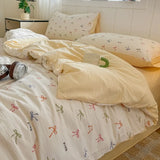Yeknu  Double-layer yarn printing four-piece set, student dormitory three-piece set, bed sheet quilt cover, bedding