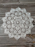 Yeknu  Luxury White Round Embroidered Tablecloth Coffee Coaster Cotton Napkin Lace Kitchen Placemat Wedding Decoration