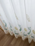 Yeknu  Simple window screen, White chiffon embroidered screen, Bedroom balcony partition, Transparent dustproof screen curtain