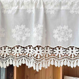 Yeknu  Exquisite White Linen Window Valance with Intricate Floral Embroidery and Delicate Crochet Lace Trim for Windows Door Home Decor