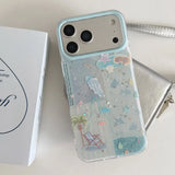 Yeknu  Blue Ocean Jellyfish Glitter Soft Protective Back Cover Phone Case for iPhone 13 14 15 16 17 Pro Max 17Air Glossy Fish Case