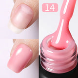 Yeknu  Rubber Base Gel Nail Polish Pink White Base Gel Top Coat Jelly Semi Transparen French Soak Off UV Nail Art Varnish