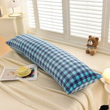 Yeknu  Winter new milk fleece printed long throw pillow couple household double long pillow waist pillow