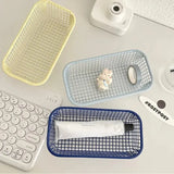 Yeknu  Desktop Storage Basket INS Metal Sundries Organizer Basket Photocard Case Office Stationery Home Supplies Make Up Sorting Holder