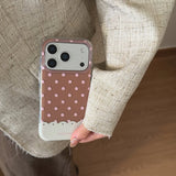 Yeknu  Fashion Cake Pink Brown Polka Dot Phone Case For iPhone 17 air 16 Pro Max Cases 15 14 Promax 13 Vintage Soft Back Cover