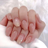 Yeknu  24 PCs Long Pieces of French Glitter Nails with 1 Piece of Jelly Glue and 1 Nail File