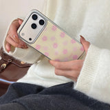 Yeknu  Fresh Yellow Pink Flowers Soft Phone Case For iPhone 14 15 16 17 Pro Max 13 17promax Case Luxury Silver Edge Protect Back Cover