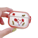 Yeknu  Cute dried flower transparent headphone case protective cover with circular ring and shock-absorbing protective cover