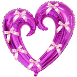 Yeknu  40 inch Large Heart Foil Balloon with Bow, Red Hook Heart Shape For Valentine's Day Wedding Engagement Bachelor's Party Decor