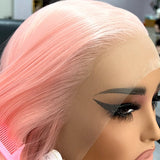 Yeknu  Light Pink Long Silky Straight Wig 13x4 Lace Front Synthetic Hair Wigs for Women Natural Hairline Daily Use Cosplay Party