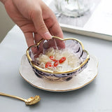Yeknu  Ice powder bowl creative Japanese bird's nest dessert sugar water white fungus soup tray Phnom Penh cherry blossom glass bowl1Pc