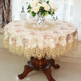 Yeknu  New Lace Tablecloth Pastoral round tablecloth Dining table cloths Home Embroidery table cover rose gold decoration house towel