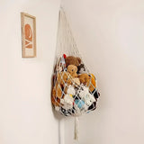 Yeknu  Stuffed Animal Storage Macrame Hammock, Large - Boho Room Decor Toy Storage Corner Hanging Plushie Stuffed Animal Net Organizer
