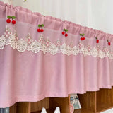 Yeknu  Pink Exquisite Short Curtain Adorned with Delicate Cherry Elegant Lace Edging Curtains for Charming Home Decor for Bedroom