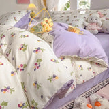 Yeknu  Ultra-Soft Wrinkle Gauze Washed Cotton Bedding Set: Ins Printed Duvet Cover, Sheets | 3/4 Pcs for Dorm & Home