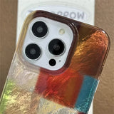 Yeknu  Vortex Pattern Color Grid Splicing Phone Case For iPhone 11 12 13 14 15 16 Pro Max XS X XR 7 8 Plus SE 3 Clear Bumper Cover