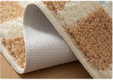 Yeknu  Striped Long Plaid Tufted Rug Memories Flocking Carpet Floor Anti Slip Doormat  Bathmat Bedside Rug  Bedroom Cloakroom Bathroom