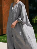 Yeknu  Spring Long Shirts Dress Women Striped Print Fashion Korean Style Loose Ladies Shirts Dresses Long Sleeve Woman Casual Dress