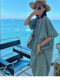 Yeknu  Fashion Square Neck Plaid Puff Sleeve Loose Casual Dress Summer Women Korean Ladies Chic New Dresses Elegant Woman Dress