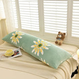 Yeknu  Winter new milk fleece printed long throw pillow couple household double long pillow waist pillow
