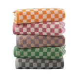 Yeknu Plaid Towels Set Cotton Yarn-dyed Jacquard Face Towel Absorbent Soft Bath Towel for Home & Hotel Bathroom Towel
