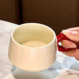 Yeknu  Creative Ceramic Milk Cups, Household Office Wedding Items, Porcelain Water Mugs, Vintage style Coffee Cup Red Plate Combination