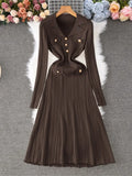 Yeknu  Autumn Knitted Dress Women Korean Style Knit Long Sleeve Office Ladies Dresses Slim Sweater Trumpet Woman Long Dress