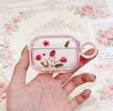 Yeknu  Cute dried flower transparent headphone case protective cover with circular ring and shock-absorbing protective cover